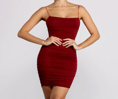 Friday Night Ruched Midi Dress Oshnow