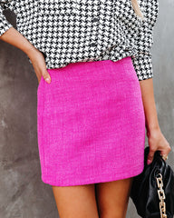 Gabrielle Tweed Mini Skirt - Hot Pink Oshnow