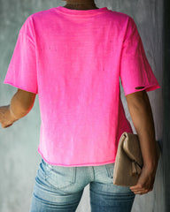 Game On Cotton Distressed Tee - Neon Pink Oshnow