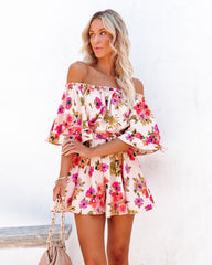 Garden Party Off The Shoulder Floral Romper Oshnow