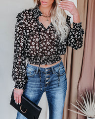 Gavin Floral Swiss Dot Crop Blouse Oshnow