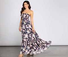 Getaway Girl Floral Smocked Tube Maxi Dress Oshnow