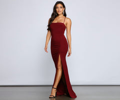 Gia Lace-Up Formal High-Slit Dress Oshnow