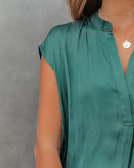 Girona Satin Blouse - Hunter Green Oshnow