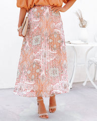 Giuseppe Pleated Paisley Midi Skirt Oshnow