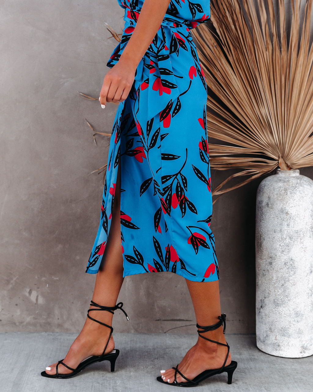 Give Your Best Printed Wrap Midi Skirt Oshnow