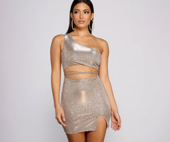 Glitter Goddess One Shoulder Mini Dress Oshnow