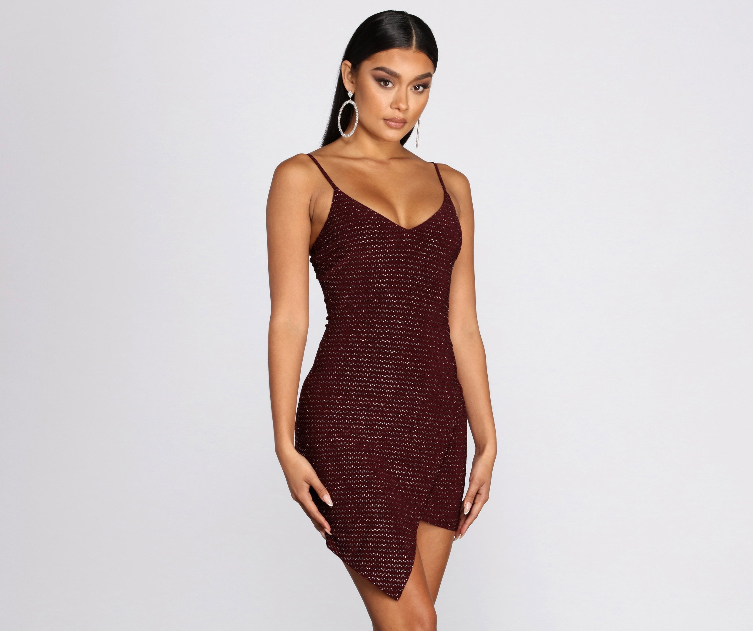 Glitter Wrap Knit Mini Dress Oshnow Glitter Wrap Knit Mini Dress Oshnow
