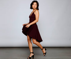 Go With The Flow High-Low Crepe Dress Oshnow