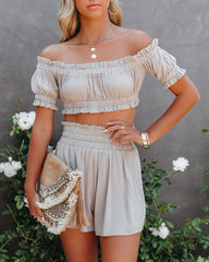 Gramm Off The Shoulder Crop Top - Sage Oshnow