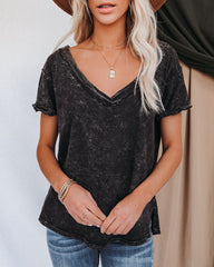 Grant Cotton Mineral Wash Tee - Charcoal Oshnow