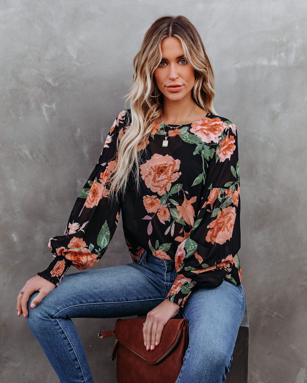 Great Heights Floral Blouse - Black Oshnow