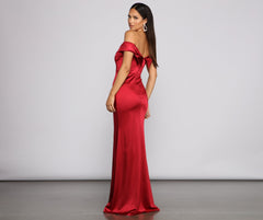 Grecia Formal High Slit Satin Dress Oshnow