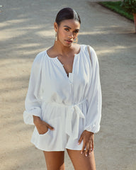 Hamptons Pocketed Romper - White Oshnow