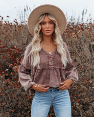 Havasu Crop Babydoll Top - Espresso Oshnow