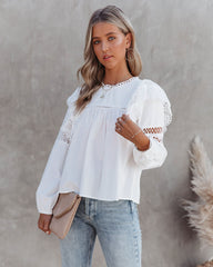 Hazal Cotton Crochet Lace Ruffle Top Oshnow