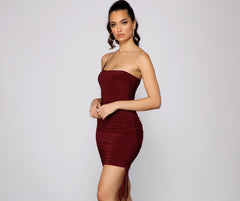 Heart Of Glam Ruched Knit Mini Dress Oshnow