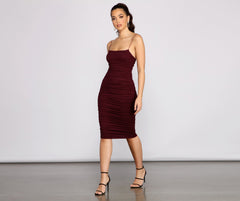 Heart Of Glam Ruched Midi Dress Oshnow