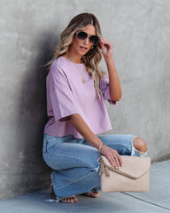 Her Cotton Cropped Tee - Dark Mauve Oshnow