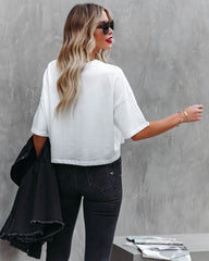 Her Cotton Cropped Tee - White Oshnow