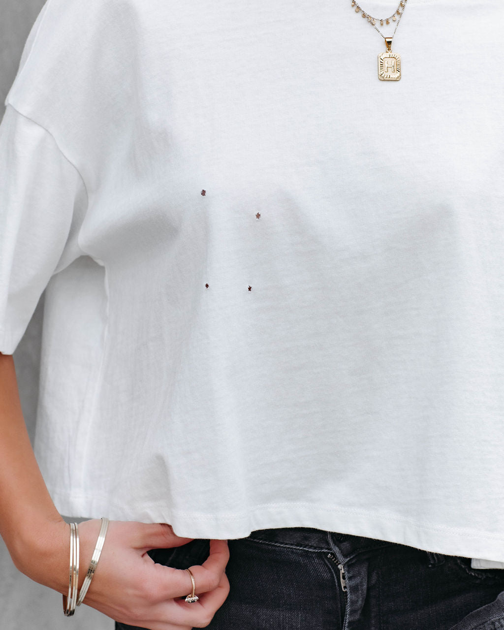 Her Cotton Cropped Tee - White Oshnow