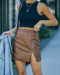 Hickory Faux Leather Mini Skirt Oshnow