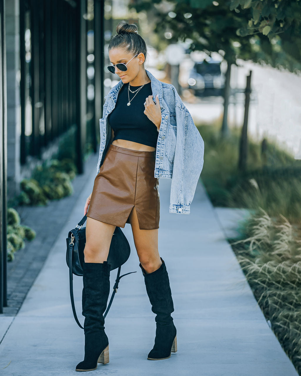 Hickory Faux Leather Mini Skirt Oshnow