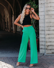 Hidden Gem Pocketed Wide Leg Pants - Green Oshnow