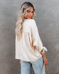 Hint Satin Leopard Embossed Dolman Blouse - Vanilla Oshnow