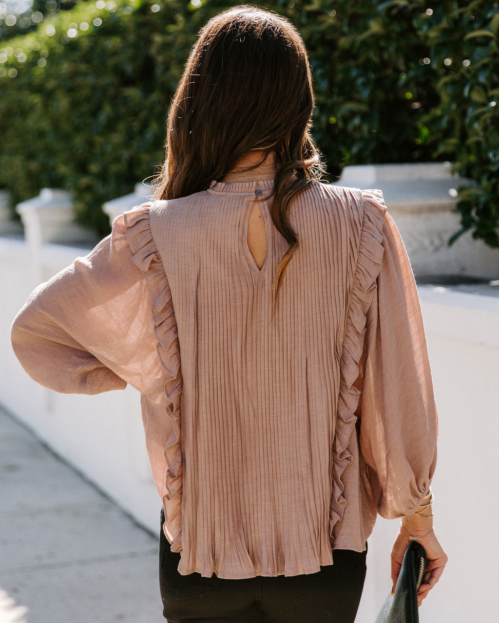 Honeymoon Phase Pleated Ruffle Blouse Oshnow