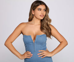 Hooked In Denim Mini Dress Oshnow