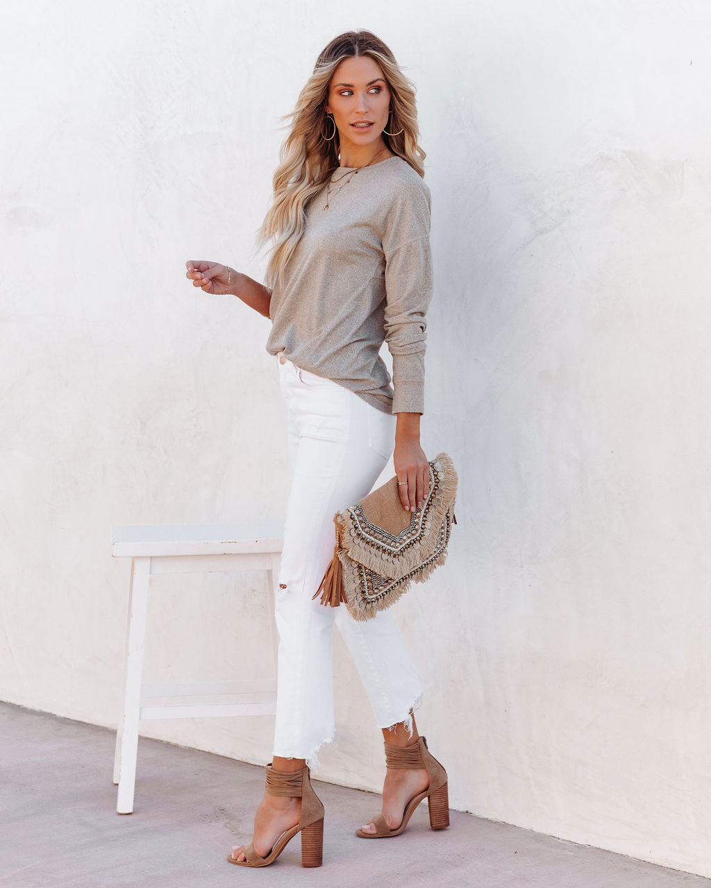 Horizon Long Sleeve Knit Top - Mocha Oshnow