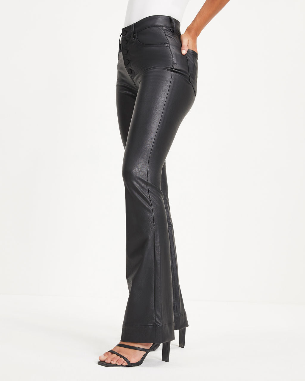 Howard High Rise Faux Leather Flare Pants Oshnow