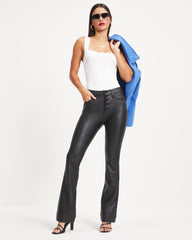 Howard High Rise Faux Leather Flare Pants Oshnow