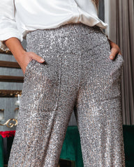 Huxley Pocketed Sequin Jogger Pants - Silver Oshnow