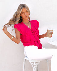 I'm Into You Lace Up Ruffle Top Oshnow