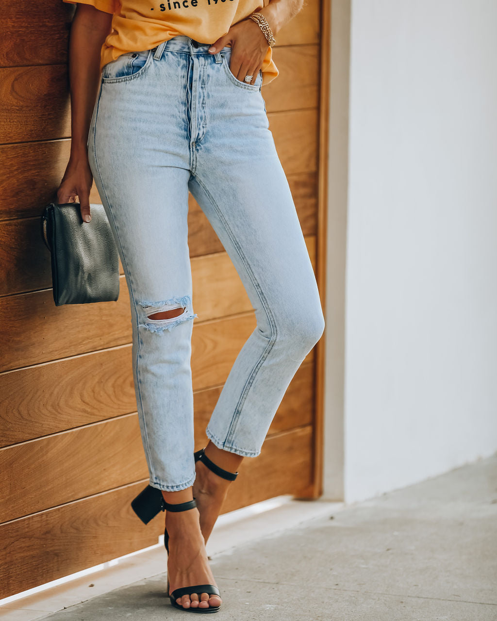 Lennon Distressed High Rise Denim