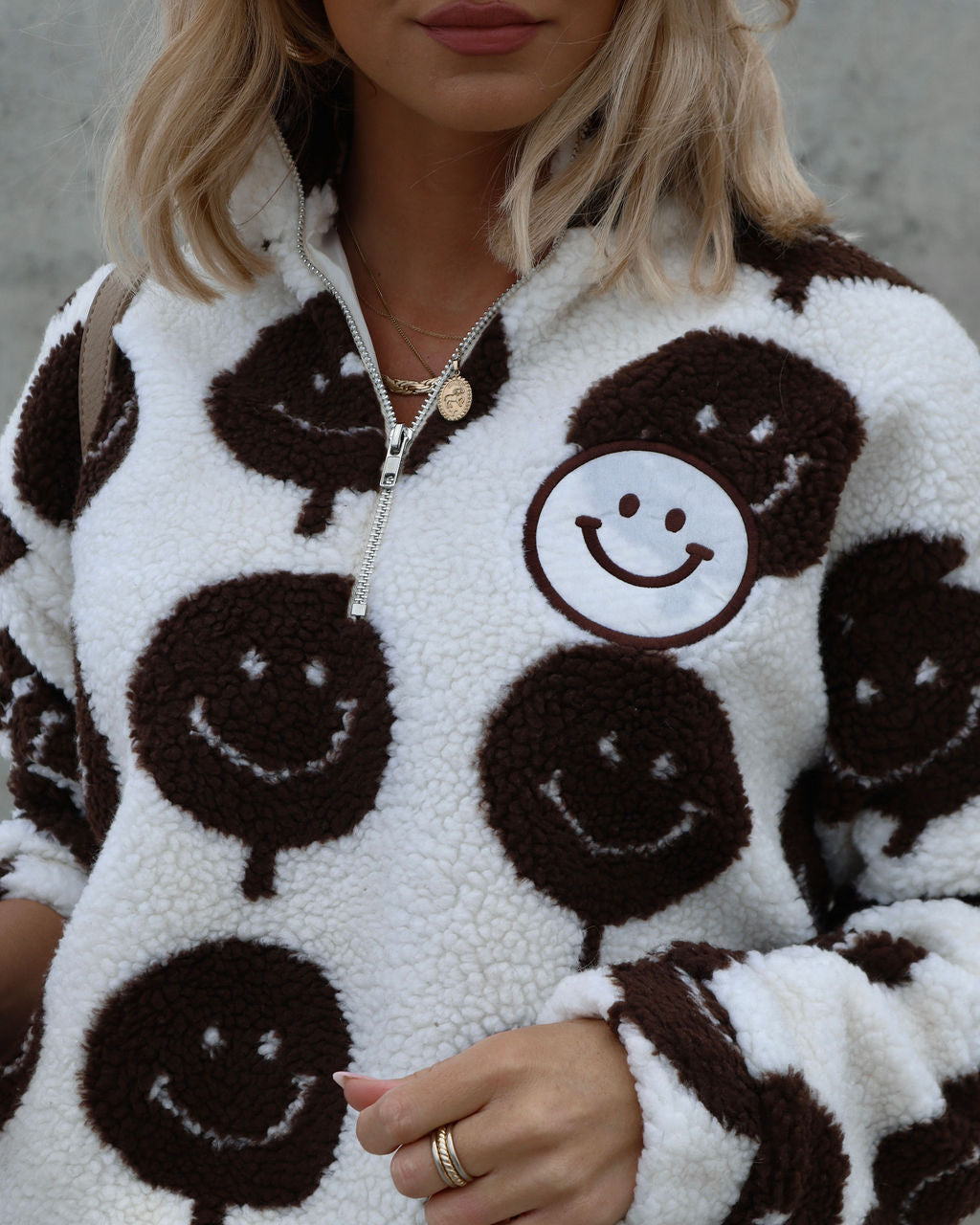 Just Smile Sherpa Pullover - Schokolade 