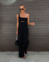 Brayden One Shoulder Jumpsuit - Black