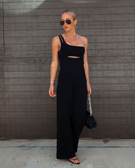 Brayden One Shoulder Jumpsuit - Black