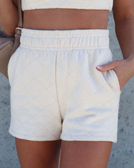 Davies Quilted Cotton Pocketed Shorts - Cream