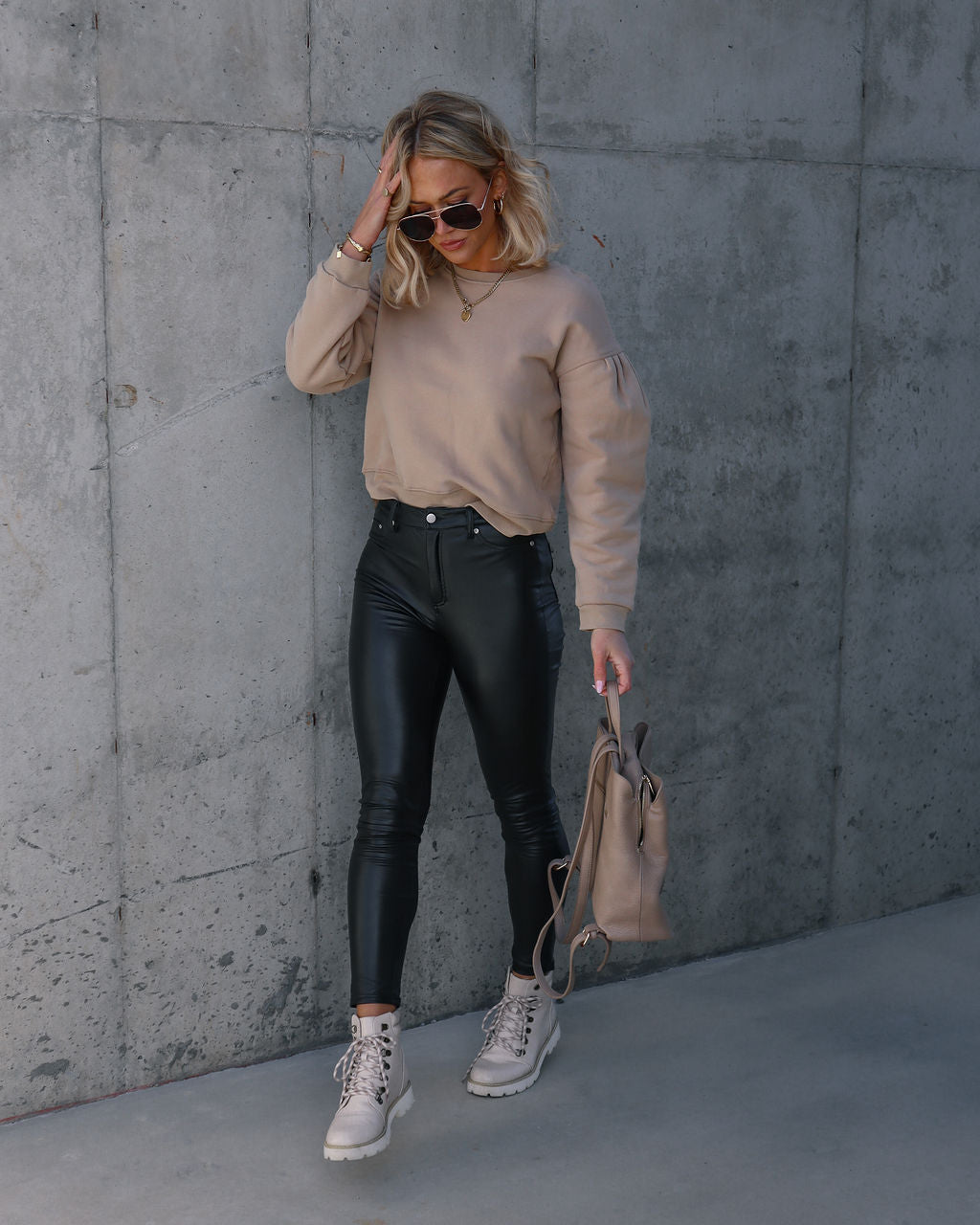 Lässig perfektes Baumwoll-Sweatshirt - Taupe 