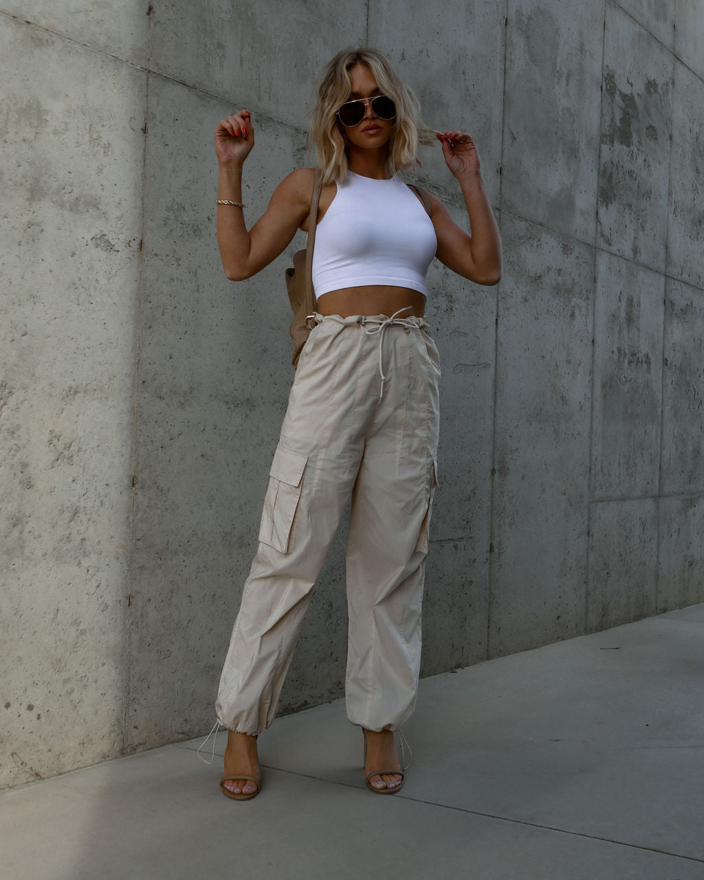 Arnie High Rise Cargo Pants - Beige