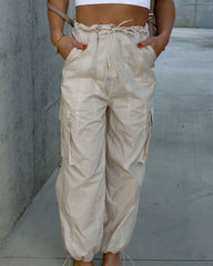 Arnie High Rise Cargo Pants - Beige