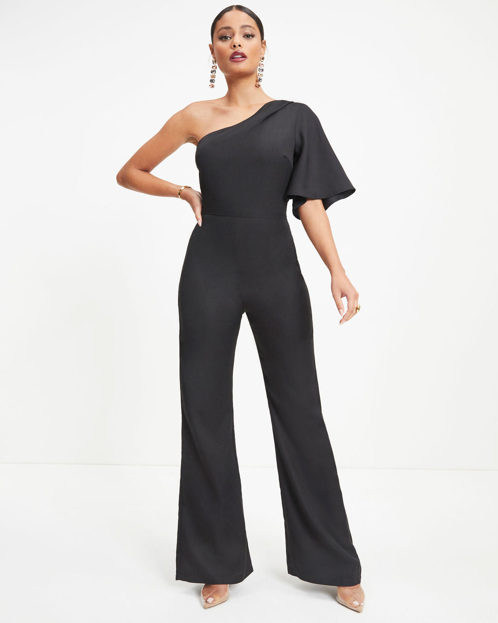 Iconic Lady One Shoulder Jumpsuit - Black  - SALE Oshnow