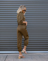 Impressive Moment Pocketed Utility Jumpsuit - Olive Oshnow