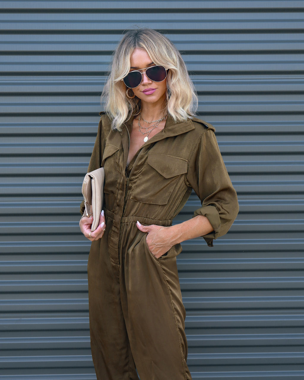 Impressive Moment Pocketed Utility Jumpsuit - Olive Oshnow