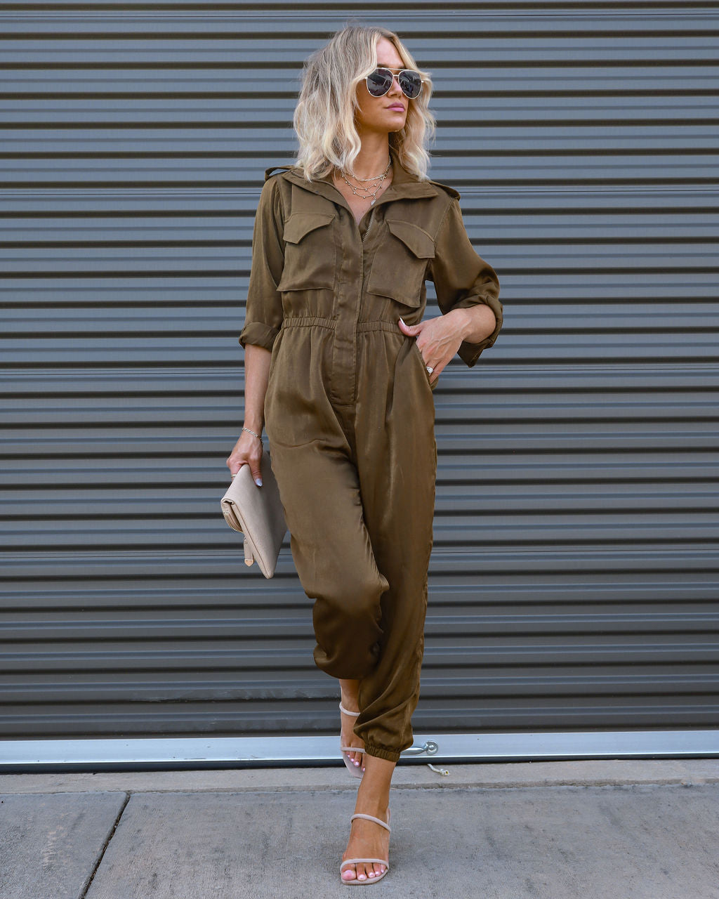 Impressive Moment Pocketed Utility Jumpsuit - Olive Oshnow