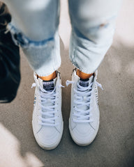 In The Crowd Studded High-Top Sneaker - White Oshnow