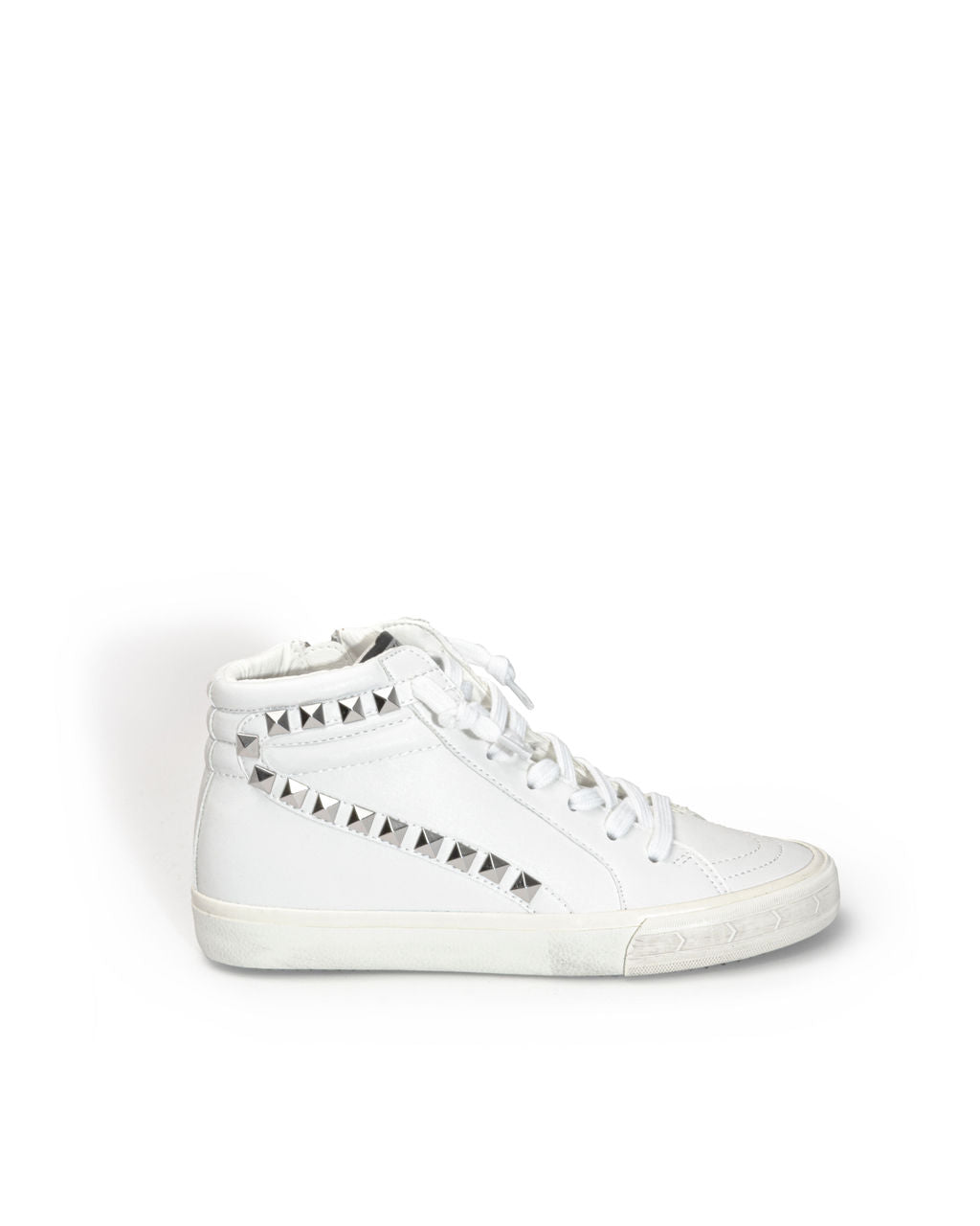 In The Crowd Studded High-Top Sneaker - White Oshnow